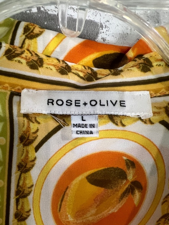 Rose & Olive Yellow and Orange Fruit-Print Casual Button-Down Shirt - Picture 2 of 4